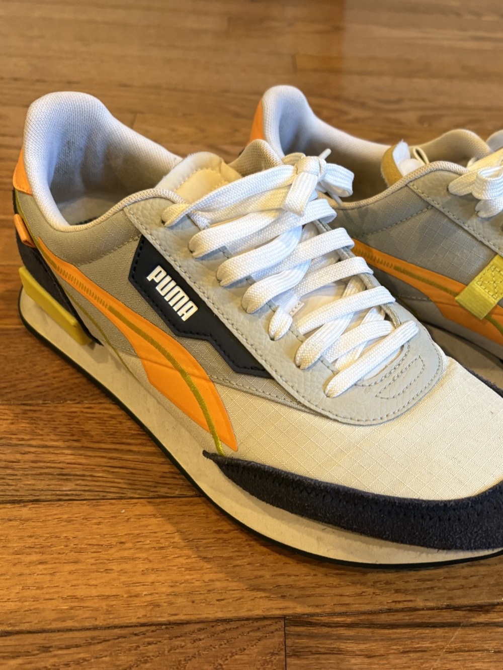 Puma Future Rider Colorblock Sneakers Cream Navy Orange Sz 11